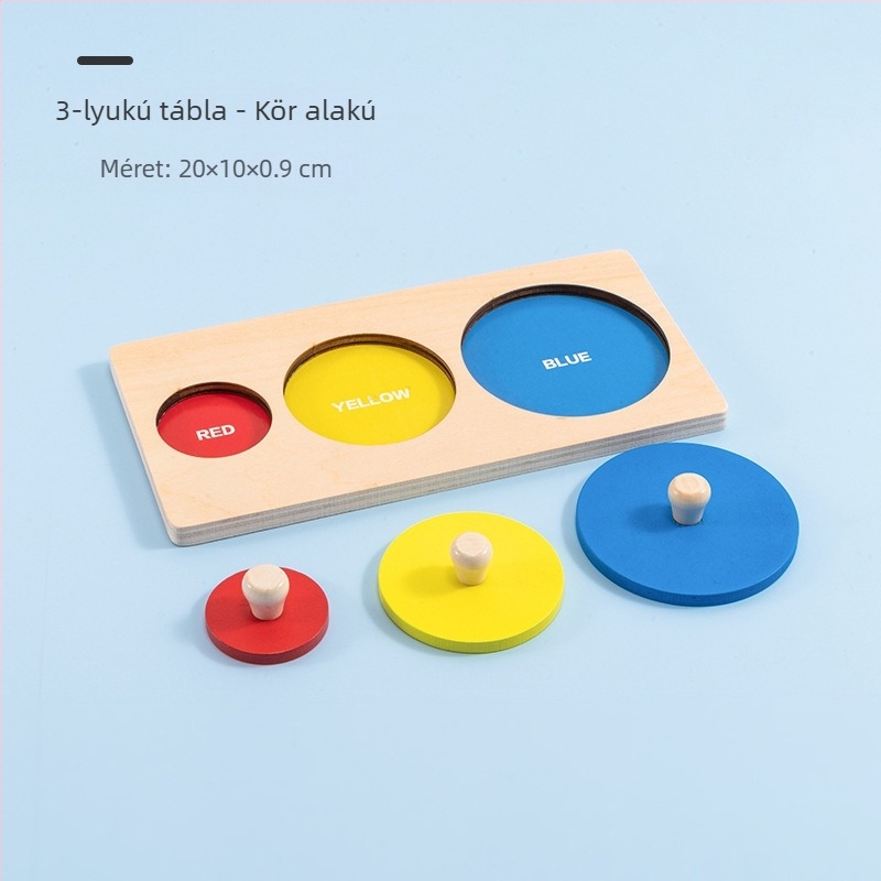 Fából készült Montessori formakereső panel – kézbefogós puzzle, 0–3 éveseknek, márka mywj, mintavételi testreszabás