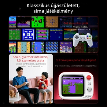 H7 TV játékkonzol – kétjátékos, 720p kimenet, ABS retro dizájn