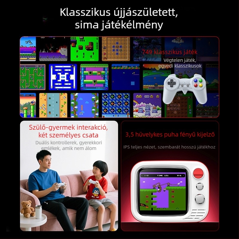 H7 TV játékkonzol – kétjátékos, 720p kimenet, ABS retro dizájn