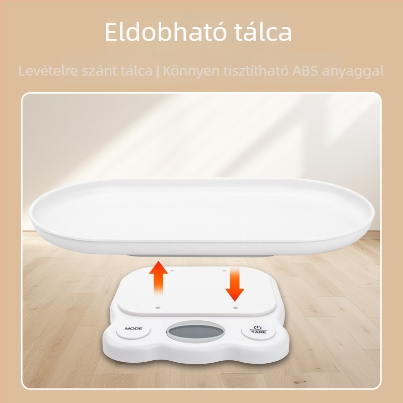Elektronikus mérleg háziállatok számára testtömeg-méréshez, 30 kg teherbírás, gyümölcstál, elemmel működik, minimalist design