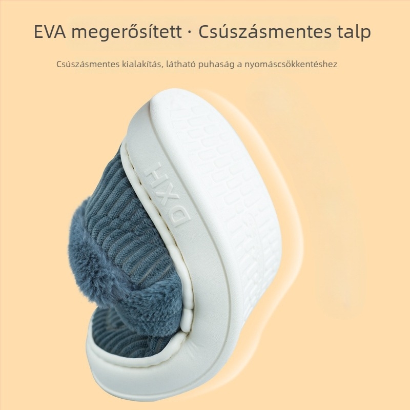 Uniszex USB-s melegítő papucsok újratölthető talpbetétekkel, mosható, velúr felsőrész
