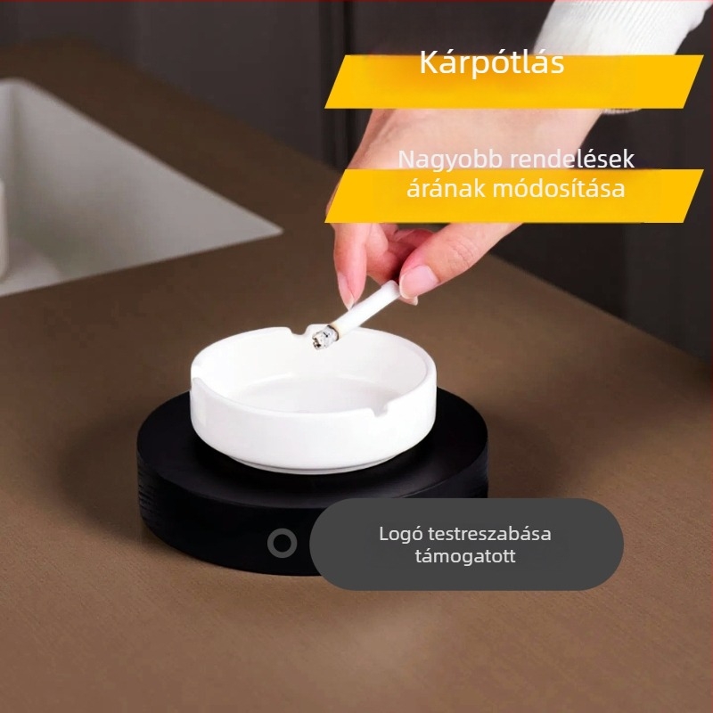 Fehér kerámia hamutál, éttermek és szállodai szobák számára, autósiskolák és KTV helyszínek.