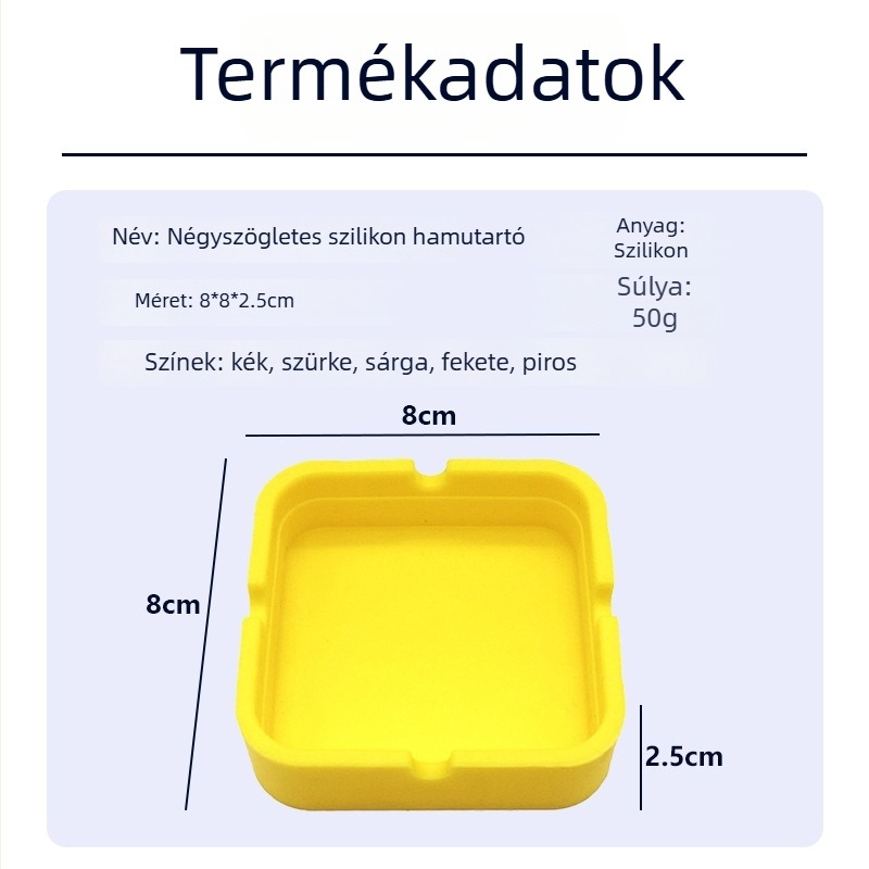 Szilikon hamutartó, Hőálló, leesésálló, hordozható, könnyen tisztítható