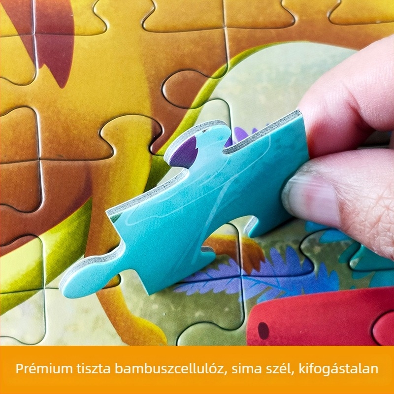 Papírból készült sík puzzle gyerekeknek, 4–6 éveseknek, dinoszaurusz témájú oktatási készlet hálós zacskóban