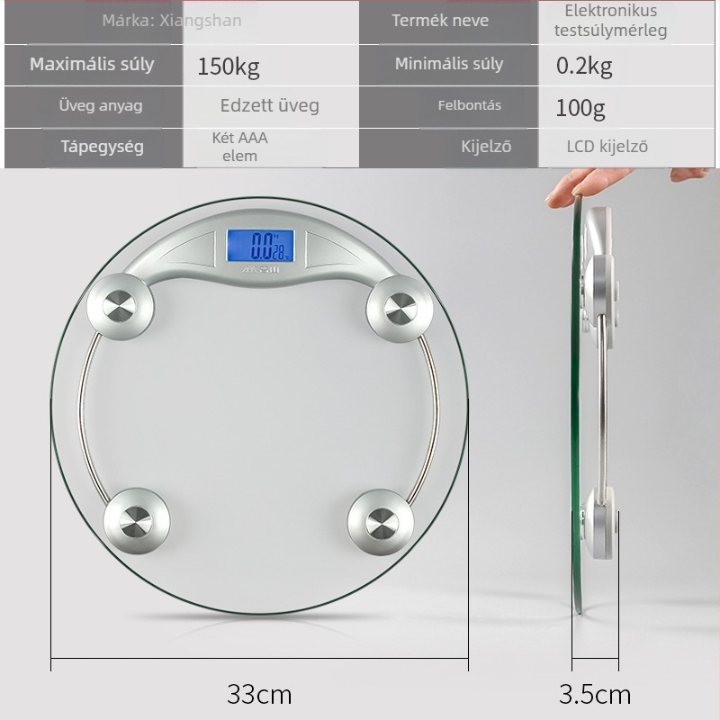 Fragrant Hill otthoni használatra szánt elektronikus mérleg, 150 kg kapacitás, akkumulátoros működés