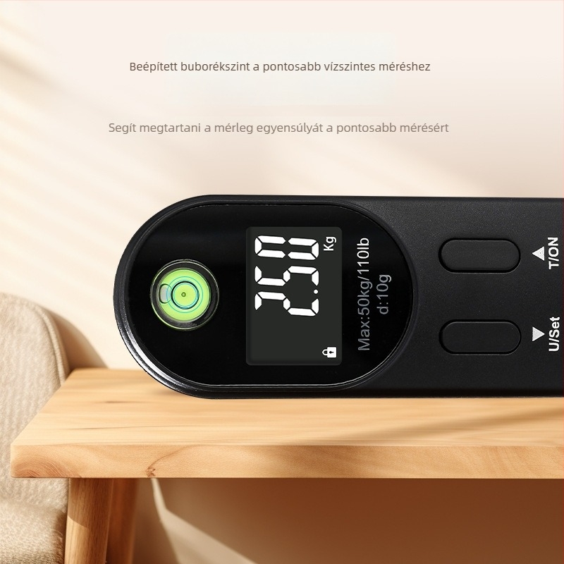 TY-610 bőröndmérleg, elektronikus utazómérleg LCD kijelzővel, 50 g–50 kg, CR2032 elem