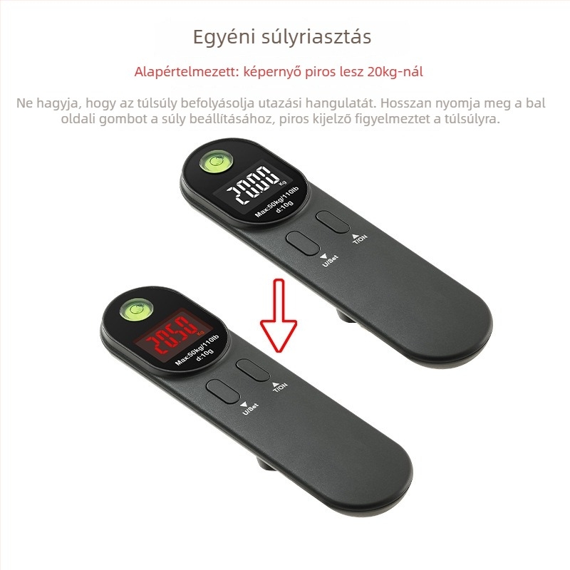 TY-610 bőröndmérleg, elektronikus utazómérleg LCD kijelzővel, 50 g–50 kg, CR2032 elem