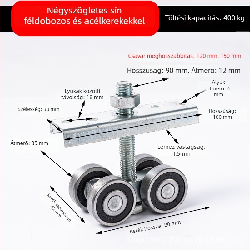 Nagy teherbírású ipari csúszóajtó görgő, 450 kg teherbírással; külső Ø 35 mm; tengely Ø 35 mm; kötélcsatorna ív 35 mm; falvastagság 11 mm; stílus 35