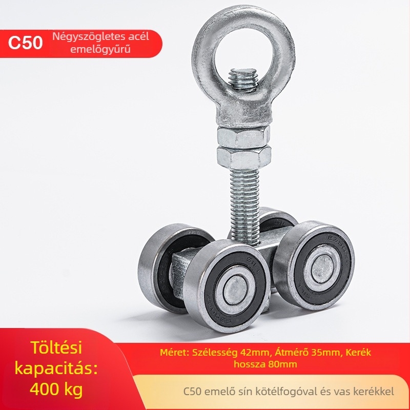 Nagy teherbírású ipari csúszóajtó görgő, 450 kg teherbírással; külső Ø 35 mm; tengely Ø 35 mm; kötélcsatorna ív 35 mm; falvastagság 11 mm; stílus 35