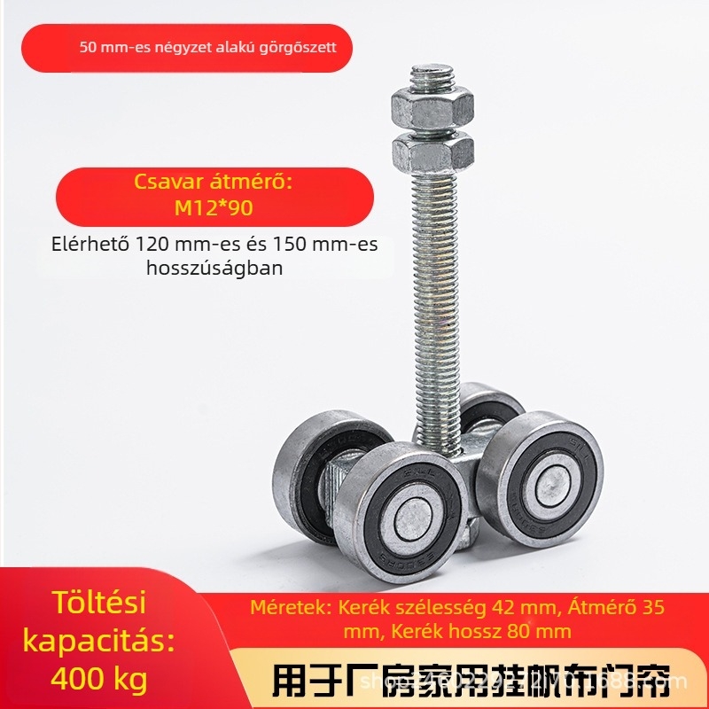 Nagy teherbírású ipari csúszóajtó görgő, 450 kg teherbírással; külső Ø 35 mm; tengely Ø 35 mm; kötélcsatorna ív 35 mm; falvastagság 11 mm; stílus 35
