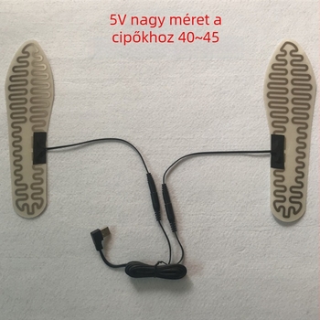 Elektromos fűtésű talpbetét – USB táplálású, 5V fűtés, fém fűtőelemek, uniszex, papucs/otthoni cipőkhöz