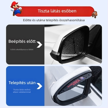 Autó tükrének esővédője - Univerzális illeszkedés, PVC anyag, Karcolás elleni védelem, Kopásálló