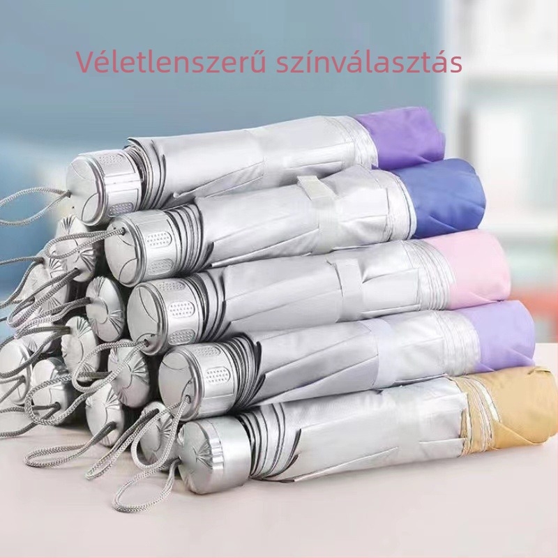 7‑ágú összecsukható esernyő, 3‑rész design, poliészter 190T anyag, vas bordák és tengely, manuális nyitás/zárás, UV védelem UPF>40, logó nyomás elérhető