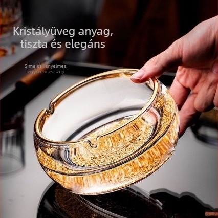 Kristályüvegből készült hamutál, elegáns minimalista dizájn, logónyomtatás elérhető, testreszabás nélkül, otthonra és irodába