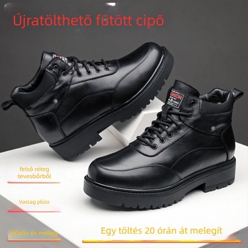 Férfi bőr cipő USB-töltésű fűtött, gumitalpú