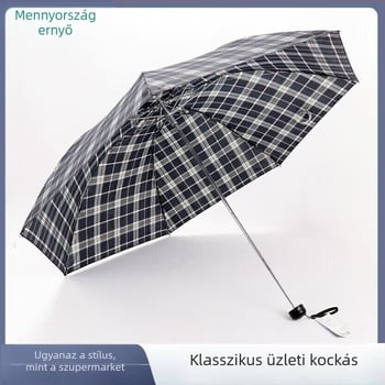 Paradise esernyő kockás mintával, 3 részes összecsukható, acél váz, 7 küllő, kézi nyitás-zárás, 190T poliészter