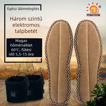 Jiabei fűtő talpbetét papucsokhoz – három üzemmódú fűtés USB-vel, velúr felső, műanyag talp, időzített hőmérséklet-szabályozás