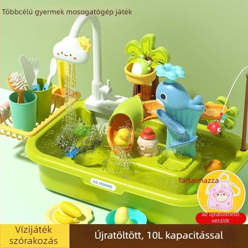 JuLeBaby Szimulációs konyhai játék – mosogatógép funkcióval, műanyag, 0–3 éveseknek