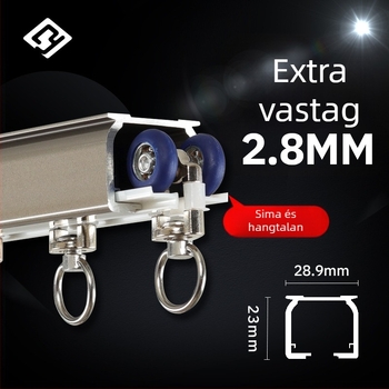 2,8 mm-es extrán vastag függöny sín, monorail és dupla sín, alumíniumötvözet, csendes görgő, függöny kiegészítők