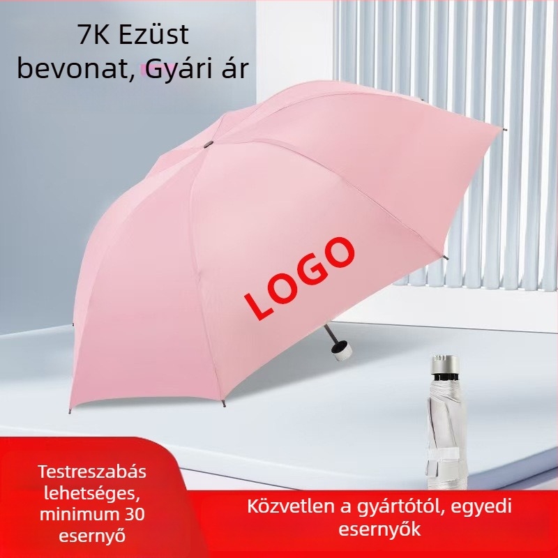 6 bordájú összecsukható esernyő, kézi nyitás/zárás, 190T anyag, UPF 40+, acél tengely