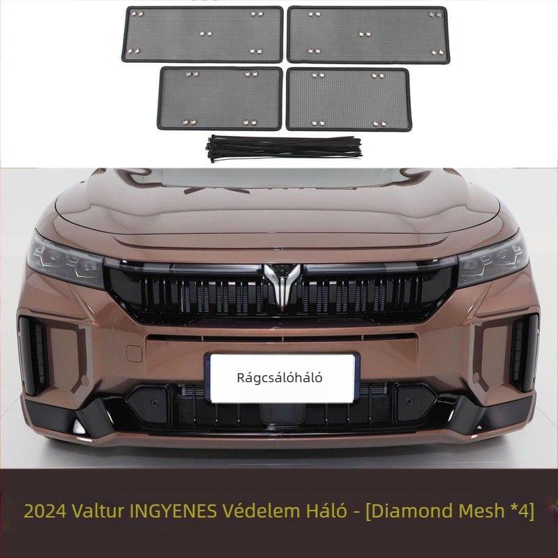 Autóvédő rovarháló a víztartály védelére, arany acélháló, nyílás 2 mm, huzal átmérője 1–2 mm, élettartam 5–10 év