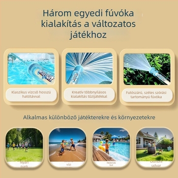Műanyag vízipisztoly, húzási típus, kétoldalas, kézi működtetésű, 7–14 éveseknek