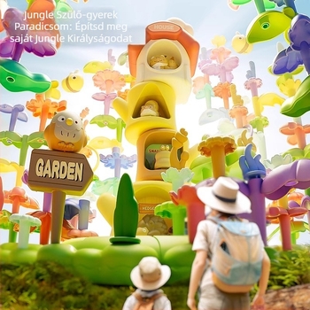 3D puzzle gyerekeknek — DIY kert témájú műanyag blokk készlet, tároló doboz, 4–6 éveseknek