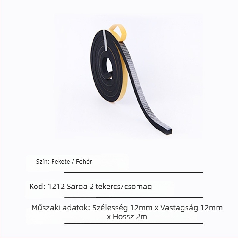 Kloroprén gumiból készült tömítőszalag — öntapadós, kopásálló, hangszigetelő, szél- és esőálló tömítés (Model SJ1502)