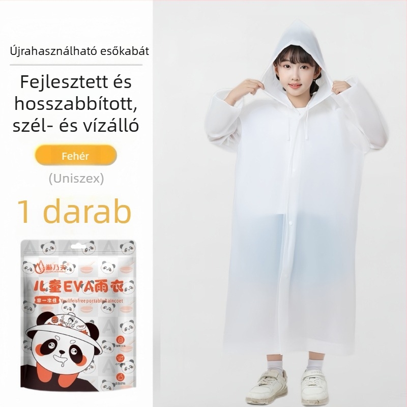 Gyerek EVA esőponcho – hosszított dizájn, újrahasználható, mindent egyben védelmet nyújt túrázáshoz