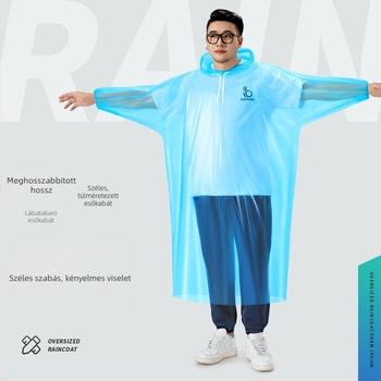 Felnőtt, egyszer használatos, oversize, pullover-stílusú esőkabát, átlátszó, kültéri, hordozható, plusz méret
