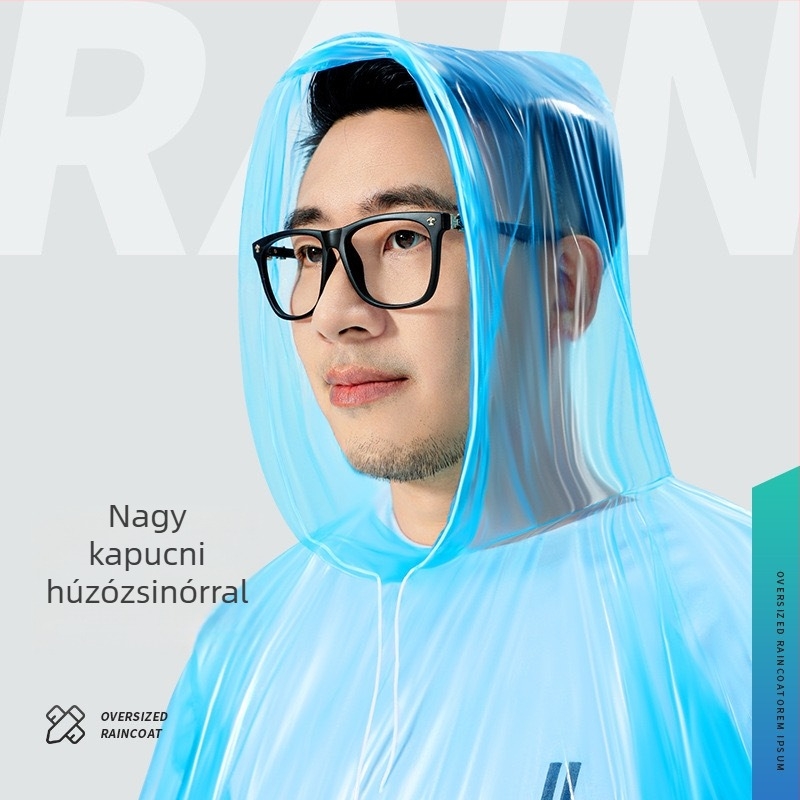 Felnőtt, egyszer használatos, oversize, pullover-stílusú esőkabát, átlátszó, kültéri, hordozható, plusz méret