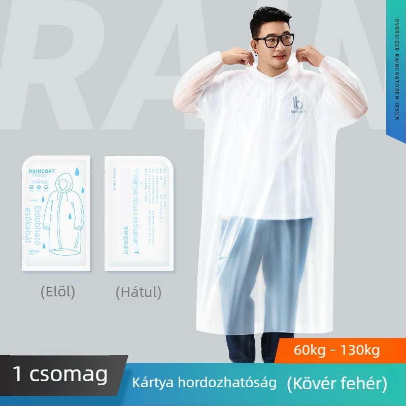 Felnőtt, egyszer használatos, oversize, pullover-stílusú esőkabát, átlátszó, kültéri, hordozható, plusz méret