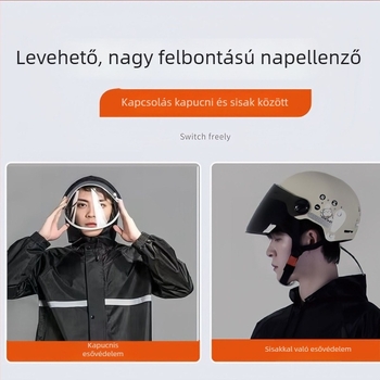 Sűrített szétválasztható esőkabát és esőnadrág készlet elektromos járművek vezetőinek, férfiak és nők, kültéri használatra
