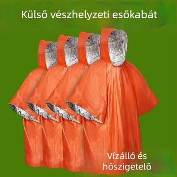 Egy darab esőponcsó alumíniumfóliával túrázáshoz - felnőtt, 1 személy, normál vastagság, kemping