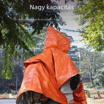 Egy darab esőponcsó alumíniumfóliával túrázáshoz - felnőtt, 1 személy, normál vastagság, kemping