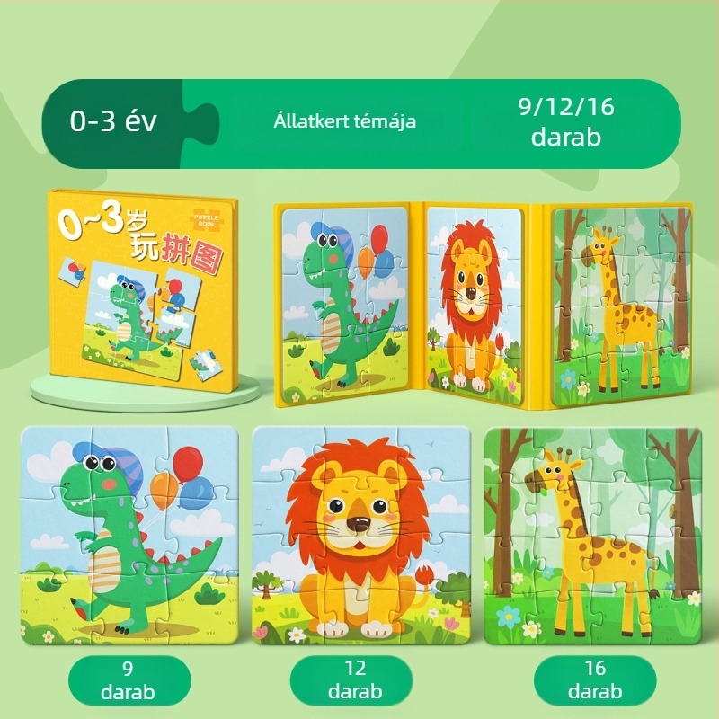 Állatkert témájú mágneses gyerekeknek készített síkpuzzle 4-6 éveseknek (Anyag: mágneses; Kategória: síkpuzzle; Téma: állatkert, általános állatok, közlekedés)