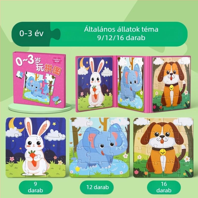 Állatkert témájú mágneses gyerekeknek készített síkpuzzle 4-6 éveseknek (Anyag: mágneses; Kategória: síkpuzzle; Téma: állatkert, általános állatok, közlekedés)