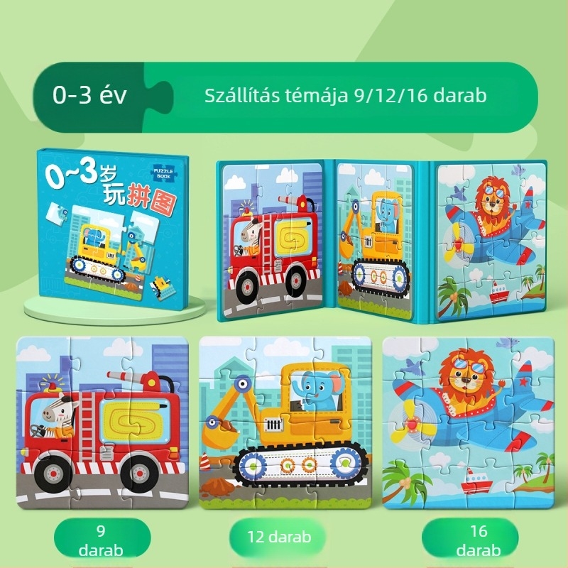 Állatkert témájú mágneses gyerekeknek készített síkpuzzle 4-6 éveseknek (Anyag: mágneses; Kategória: síkpuzzle; Téma: állatkert, általános állatok, közlekedés)