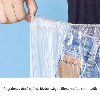 Két részes esőkabát és esőnadrág készlet, hosszú átlátszó esőkabát felnőtteknek és gyerekeknek, esőnadrág lábszárvédőkkel