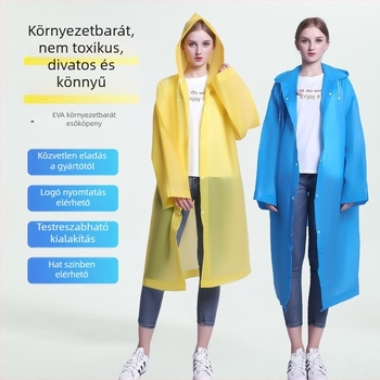 Egyrészes esőkabát poncsó, PEVA anyagból, vastított, felnőtteknek, ideális túrázáshoz és szabadban tartózkodáshoz