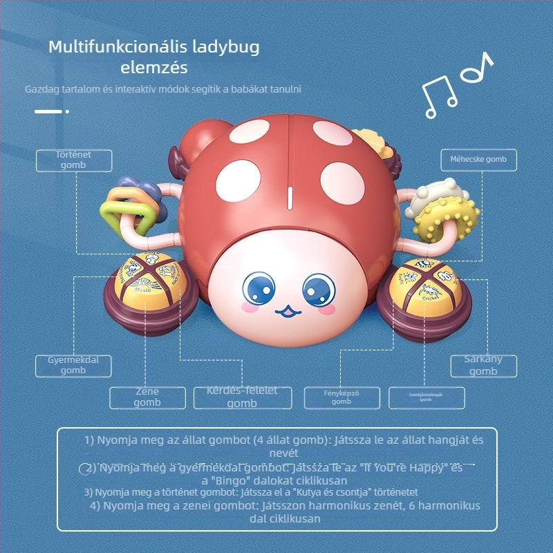 Ladybug Baba – korai nevelési történet-gép zenével, interaktív szülő-gyermek játékkal, világítás, elemes működés (0–3 év)