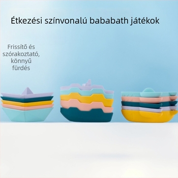KTL márkájú háromrészes szilikon fürdőjáték-készlet gyerekeknek (3–6 évesek), hajók és cápa