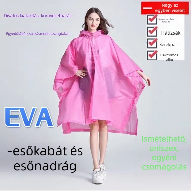 EVA eső poncsó felnőtteknek, uniszex, kültéri túrázáshoz és biciklizéshez, vastag 20s anyag, PVC ragasztó réteg