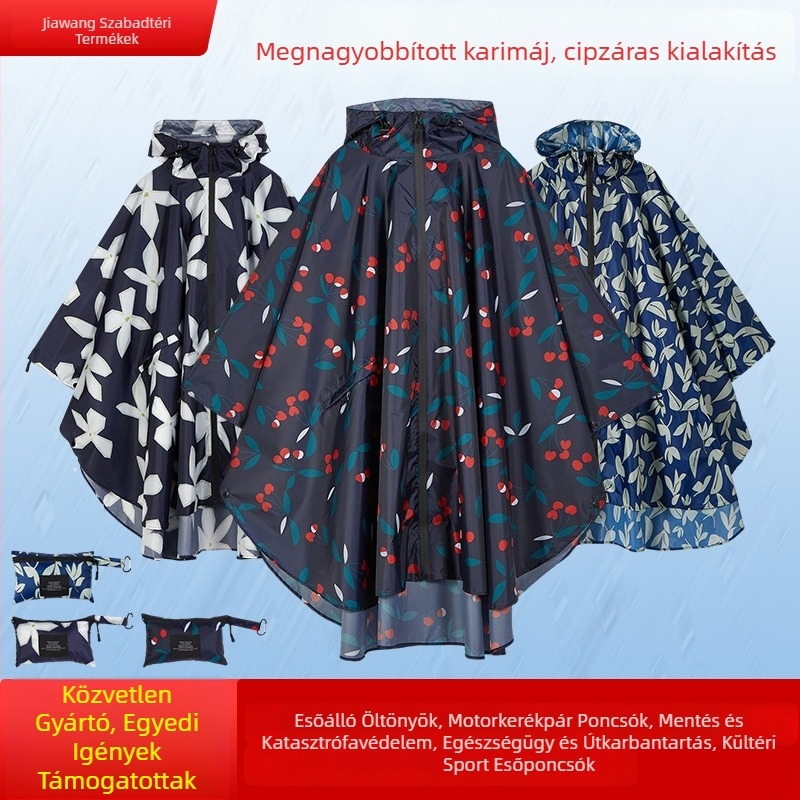 Felnőtt esőponcsó, egy darabból készült, kültéri kerékpározáshoz