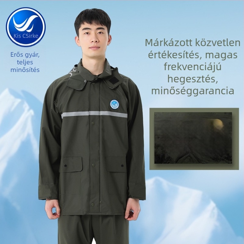 Felnőtt férfi esőkabát és esőnadrág szett, két részes, teljes testben vízálló, futárkiszolgáláshoz, PVC ragasztó réteg