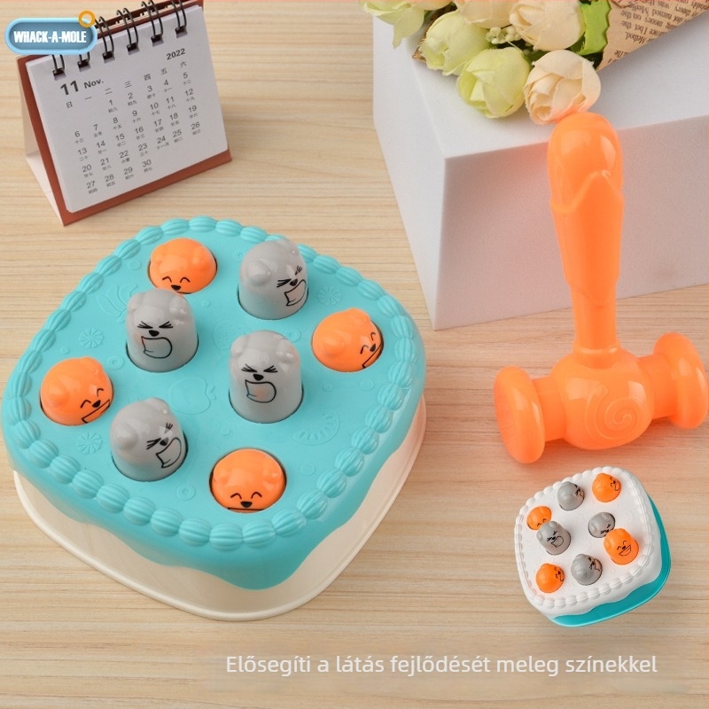 Whack-a-mole oktató családi társasjáték — műanyag, nem igényel elemeket; támogatja a szülő-gyermek interakciót, érzelmi bevonódást és kéz-szem koordinációt; 4–6 éveseknek.