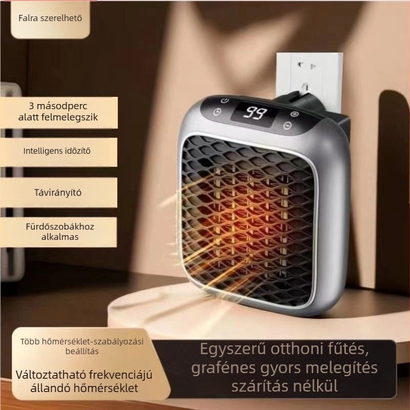 Grafén gyors felmelegedésű lábmelegítő LCD időzítővel, 800W hordozható asztali melegítő otthonra és irodába