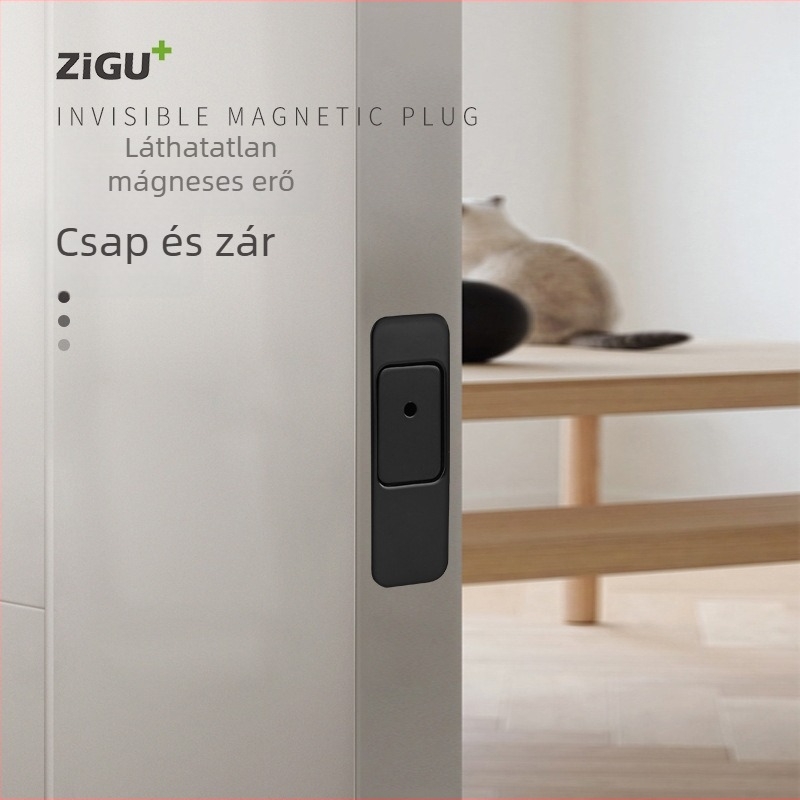 Rejtett mágneses zár faajtókhoz – modell CX01, típus A zár, anyag cinkötvözet, felületkezelés elektroplating, modern minimalista stílus