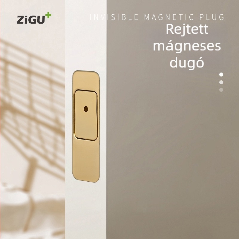 Rejtett mágneses zár faajtókhoz – modell CX01, típus A zár, anyag cinkötvözet, felületkezelés elektroplating, modern minimalista stílus