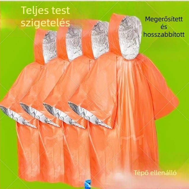 Rajzfilm-stílusú hegymászói esőponcsó PE alumíniumfóliás anyagból, közepes vastagságú, felnőtt számára, egy személyre szóló, vízálló PE ragasztóréteg